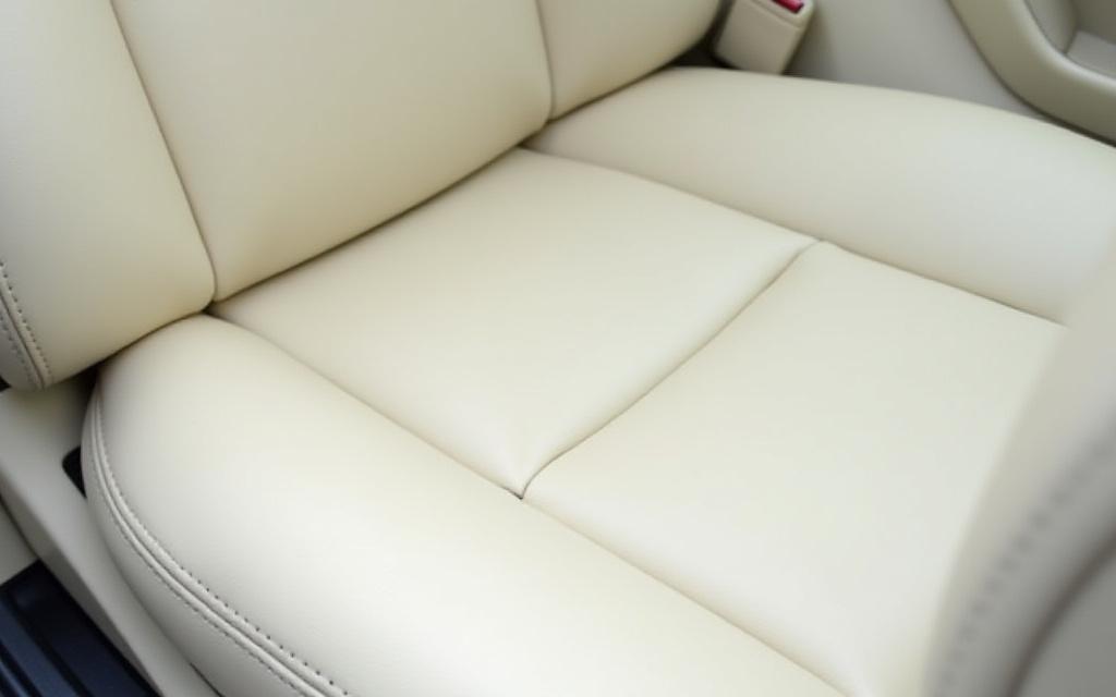 The same leather seat, now perfectly clean and matte-finished.